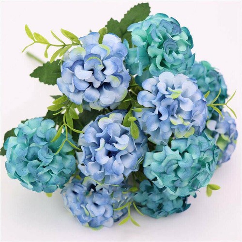 Bouquet Artificial Hydrangea 10 Heads Decor Flowers Party Bunch - Picture 15 of 17