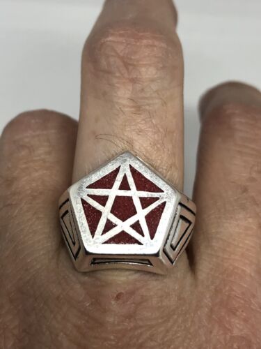 component Ass romantisch Vintage Red Coral Wiccan Pentacle Mens Ring Size 11 | eBay