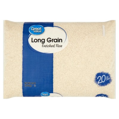 New Orignal Great Value Long Grain Enriched Rice, 20 lb Free Shipping