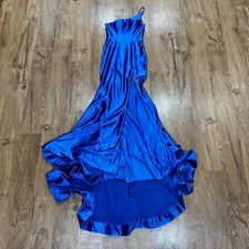 Alyce Paris 61159 High Slit One Shoulder Dress Size 000 Mermaid Party Prom Blue