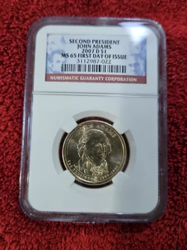 2007 D John Adams Second President $1  NGC MS 65 First Day of Issue