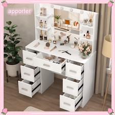Vanity Set with Led Lights Makeup Desk Dressing Dresser Desk Table White US
