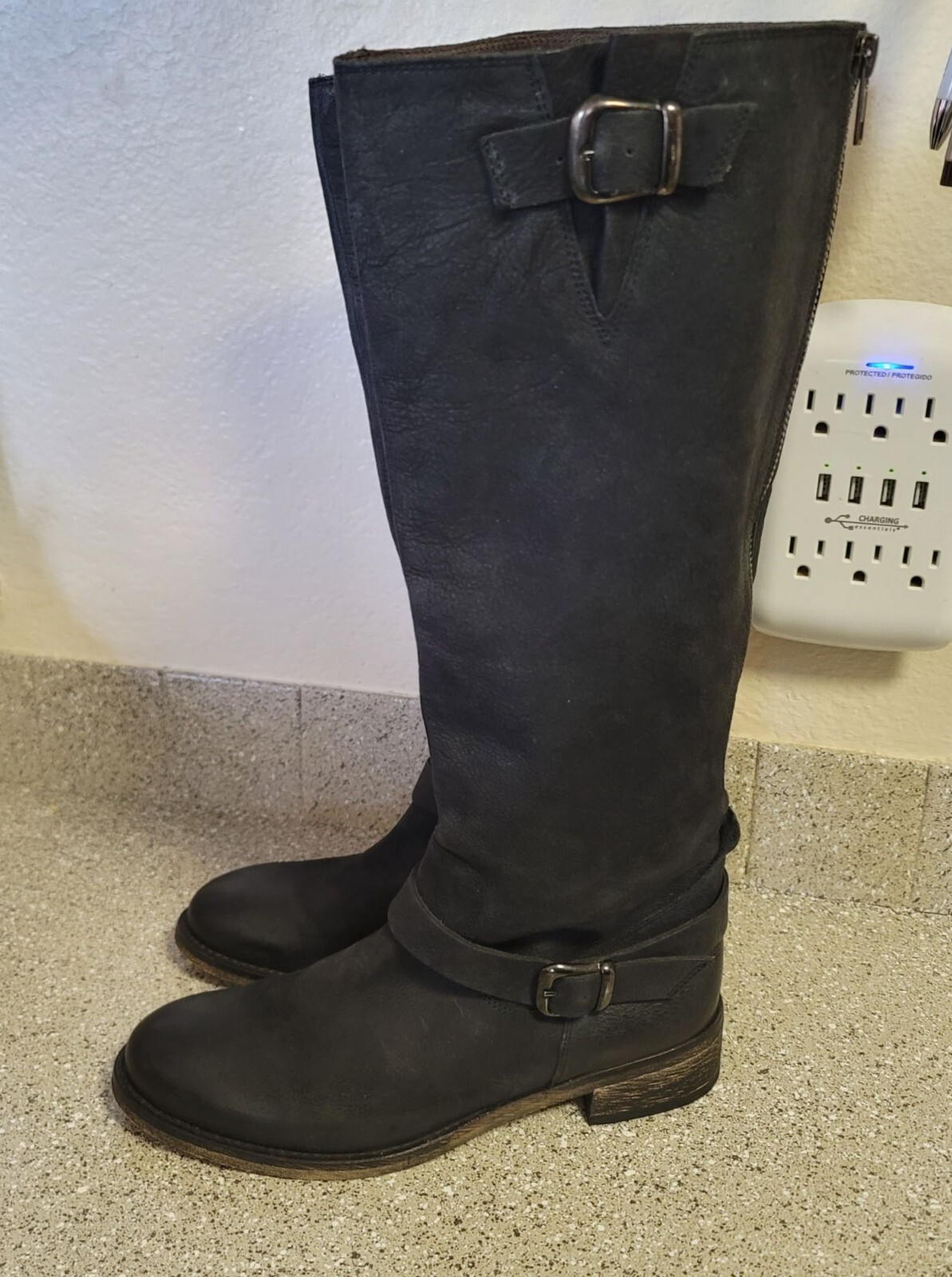 Jonak Black Leather Riding Boots Size 37