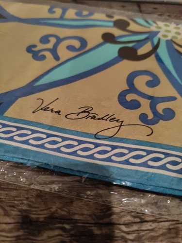 Vera Bradley Silk Scarf Retired Mod Floral Blue Pattern NEW in Package - Picture 3 of 5
