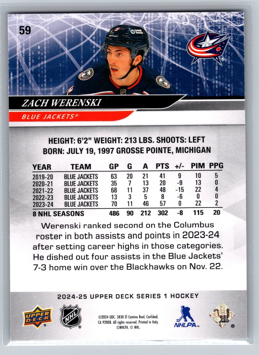2024-25 Upper Deck #59 Zach Werenski Columbus Blue Jackets | eBay