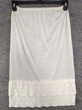 Vintage Fortune Half Slip Womens Medium Ivory Nylon Tiered Double Hem 28" Length