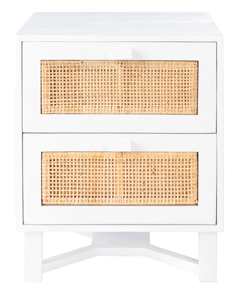 Mesita de noche SAFAVIEH Hedwig con 2 cajones | Blanca/Natural | Foto 2 de 4