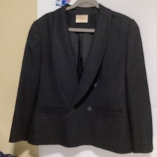 Pendelton Blazer Jacket Black 100 Wool Double Breasted lined Sz 12 vintage A