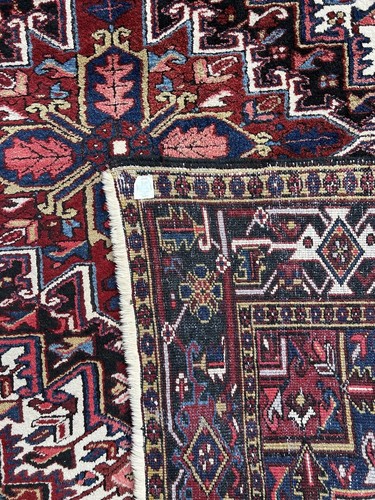 Heriz Teppich Orient Perser Rug Serapi Kazak Rot Schurwolle Quadrat Alt Kostbar - Picture 8 of 9