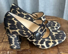 Tuckernuck Leopard Black/ Brown Print Velvet Ellie Block Maryjane Heels Size 7.5