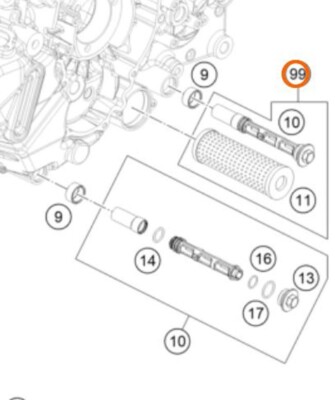 Filtre à Huile AHL Pour KTM 1290 SUPER R / 1301 (2014-2016) - Dimensions 131x41x11 Mm