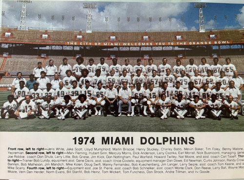 1974 Miami Dolphins Team Photo Roster Orange Bowl NFL Football -Five- 6x9 Photos