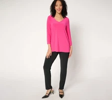 Women with Control Attitudes by Renee Regular Knit Top & Pant Set Lipstick Pink 