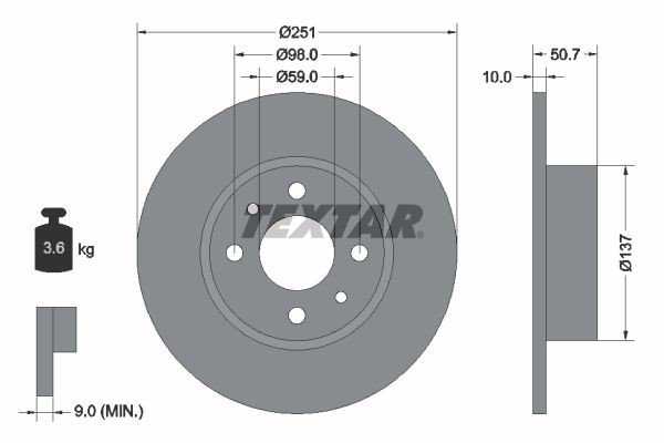 Textar 92034203 Bremsscheibe FüR Alfa Romeo Passend FüR Fiat Lancia-image
