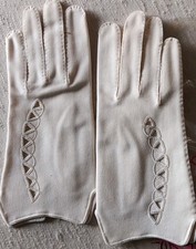 Vintage 1940s/50 Wear Right Ivory LEATHER GLOVES SZ 7 Germany U.S. Zone Mint VTG