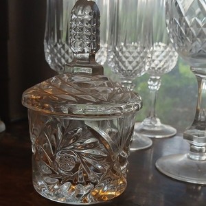 vintage crystal lidded jar
