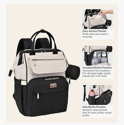 BabbleRoo Wickeltasche/ Babyrücksack schwarz/ Aprikose Neu
