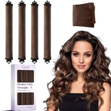 Heatless Curls Overnight Hair Curlers - 4 Pcs No-Heat Curling Rod to Sleep In,Ve
