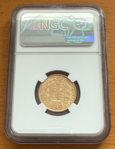 Australia 1877S Oro 1 Sovrano NGC AU58 Scudo Vittoria - Foto 2 di 2