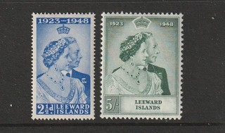 (A459) Leeward Islands 1948 Silver Wedding Set Un Mounted Mint