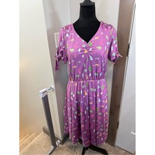 Lindy Bop Paula Baby Bears Tea Dress Purple Novelty Retro Pinup Fit n Flare US 6