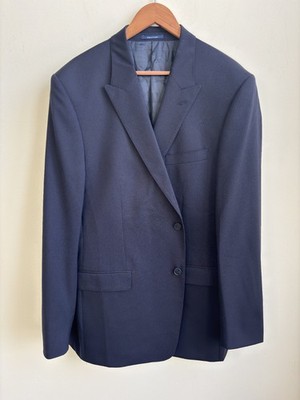 Versace Collection City Blazer Mens IT 58 US 48 Navy 98% Wool Peak Lapel Italy