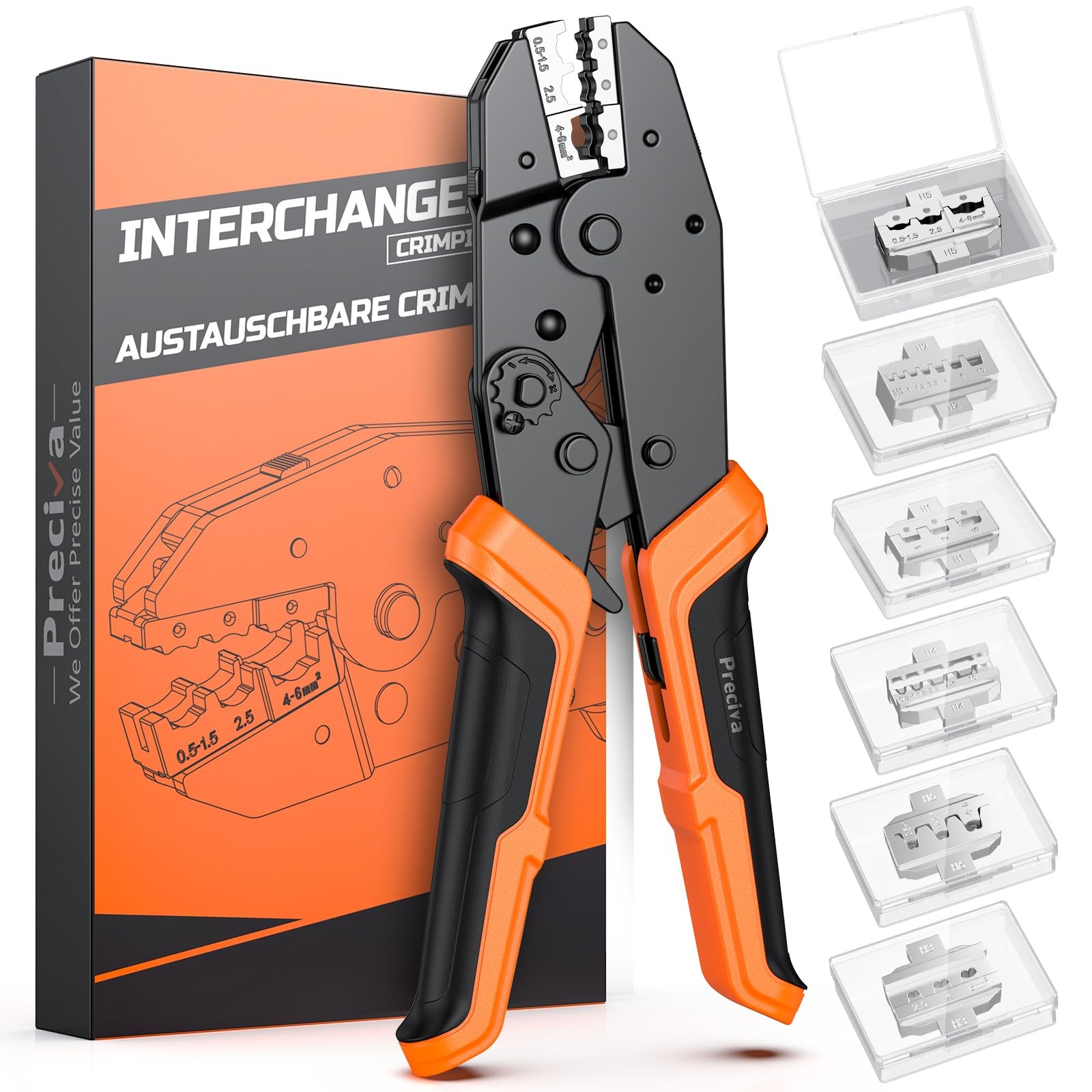 Set Pinze a Crimpare 6 Pezzi Professionali per Capicorda e Terminali