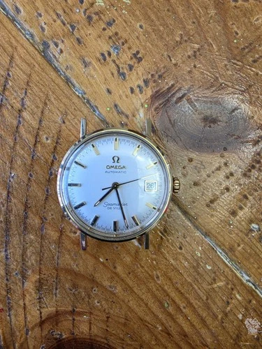 New ListingVintage OMEGA Seamaster De Ville 14K Gold Bezel SS Back Watch Running Runs Mens