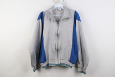 Vintage 70s Streetwear Womens Large Distressed Triblend Zip Tennis Track Jacket