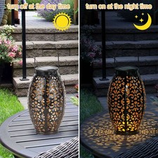 Rechargeable Solar Power LED Hanging Lantern Light Metal Garden Yard Decor Lamp