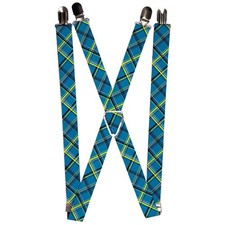Suspenders - 1.0 - Plaid Turquoise/Yellow/Black/Gray ACC NEW