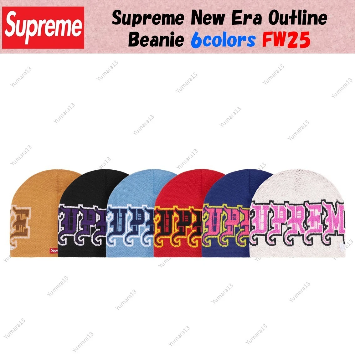 Supreme New Era Outline Beanie 6colors FW25