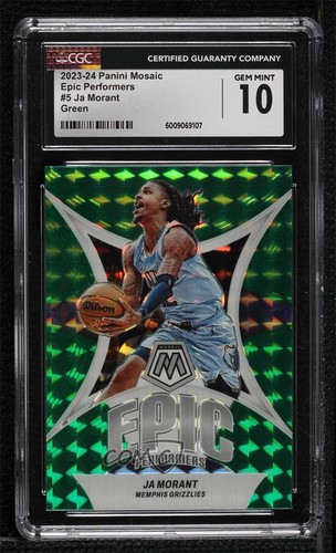 2023-24 Panini Mosaic Epic Performers Green Prizm Ja Morant #5 CGC 10 Gem Mint