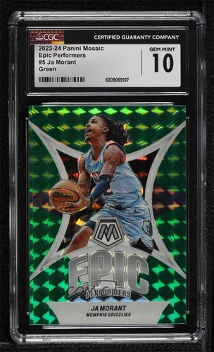 2023-24 Panini Mosaic Epic Performers Green Prizm Ja Morant #5 CGC 10 Gem Mint