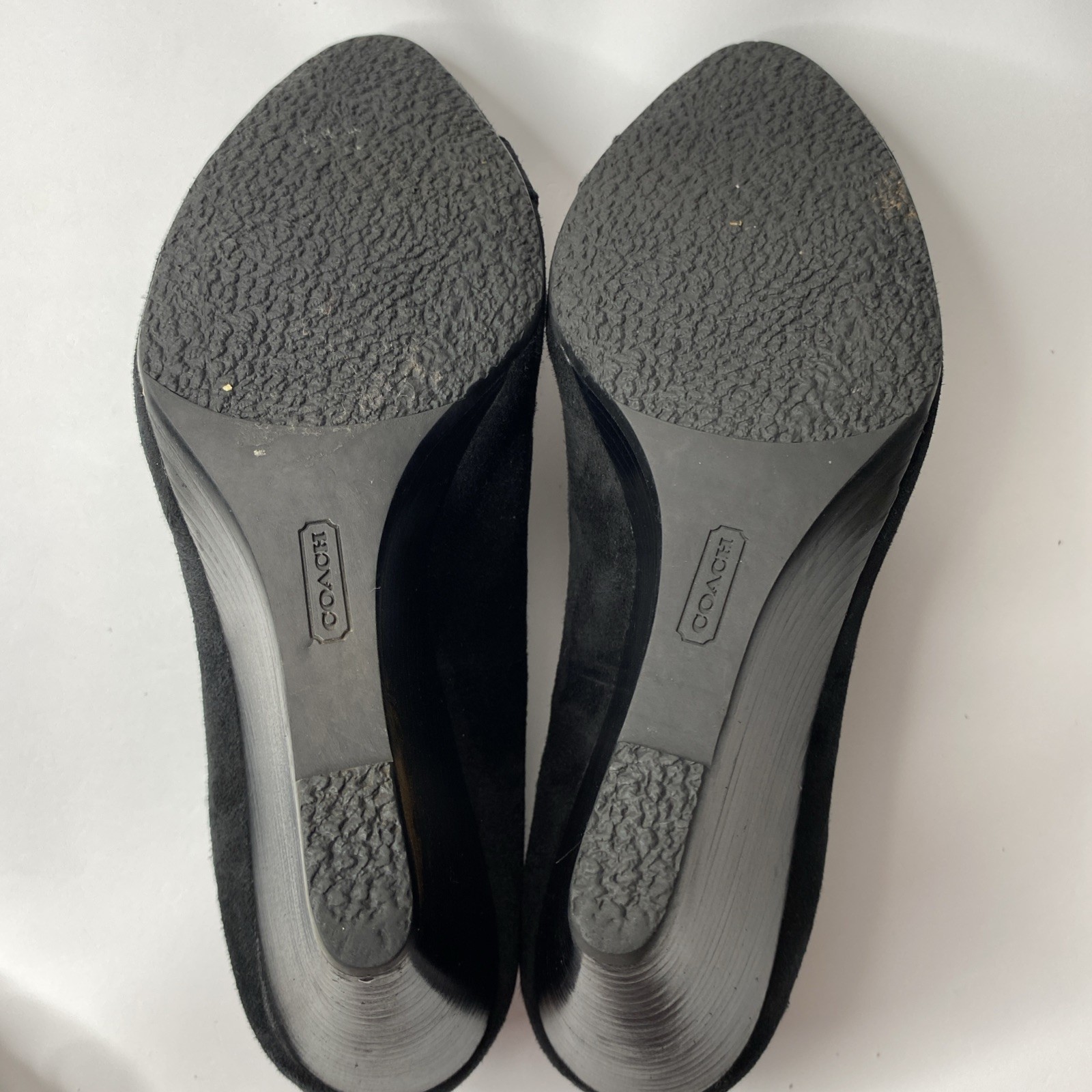 COACH Laney Black Kidsuede Wedges Logo Button Slip-On Pump Heels Size 10B Women thumbnail 17