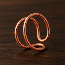 Adjustable Copper Wire Ring, Handmade Double Loop, Healing Jewelry, Gift for Her