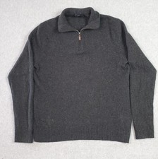 J.Crew Sweater Mens Large Gray Lambswool Mock Neck 1/4 Zip Pullover Knit