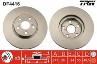 2X TRW Bremsscheibe DF4416 FüR Avensis Toyota VVT ZZT250_ ZZT250R ZZT251_