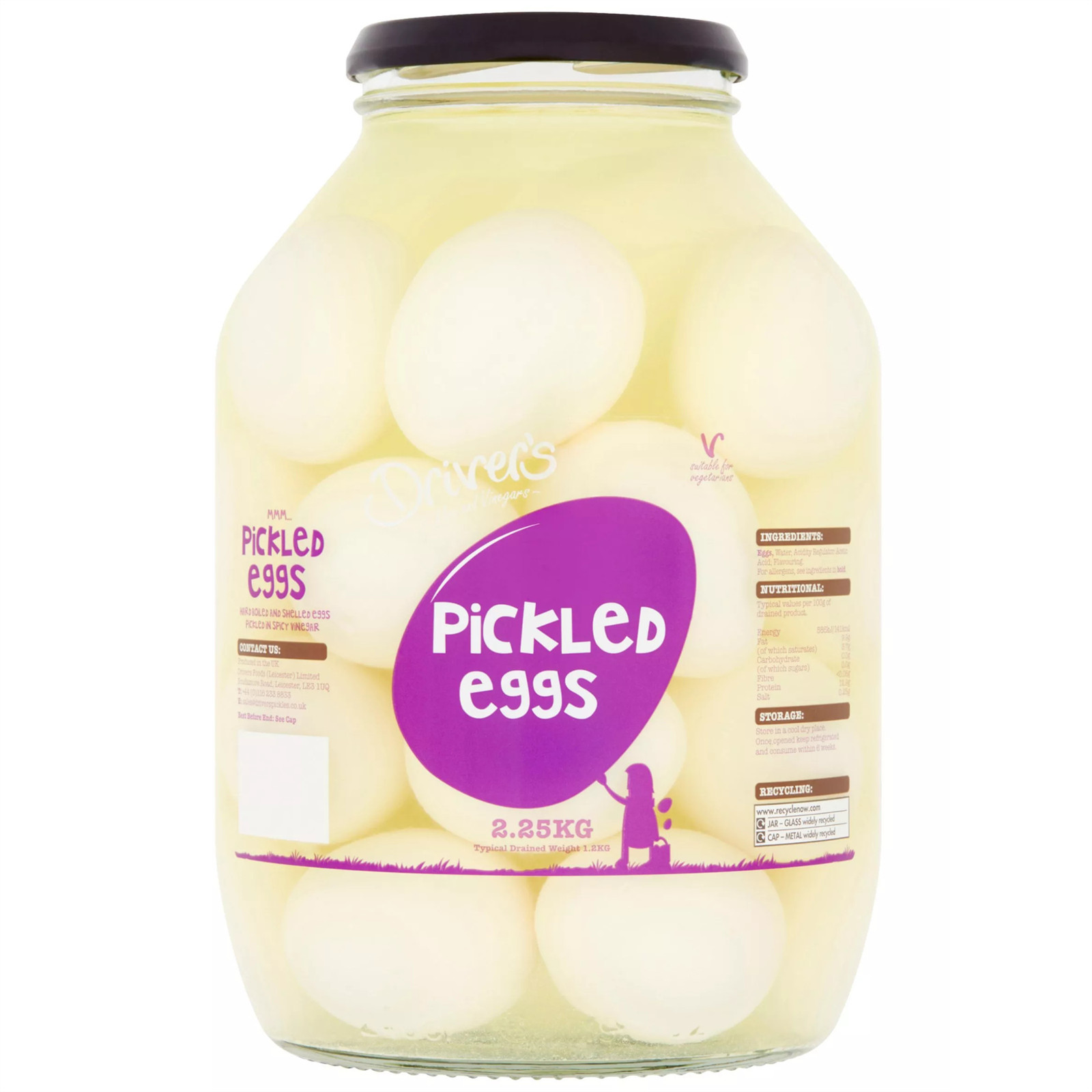 Drivers Pickled Eggs 2.25kg Catering Size Jar for Chip Shops Cafes & Pub Snacks