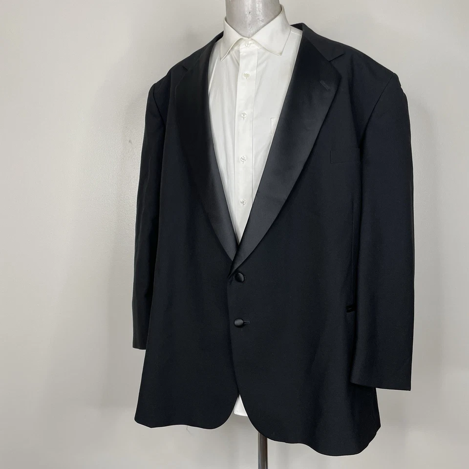 Raffinati Hecho en EE. UU. Traje Chaqueta Para Hombres 58L Negro Mantón Sólido Dos Botones Foto 3 de 4
