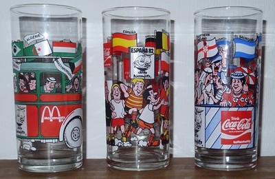 3 Mc Donalds Coca Cola Gläser von 1982 Fussball WM Spanien