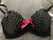 *New* Size 30d Boux Avenue Black Spot Frilly Padded Underwire Bra