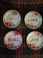Pioneer Woman Merry Meadow 7.3 Stoneware Appetizer Plates Set of 4 Assorted New