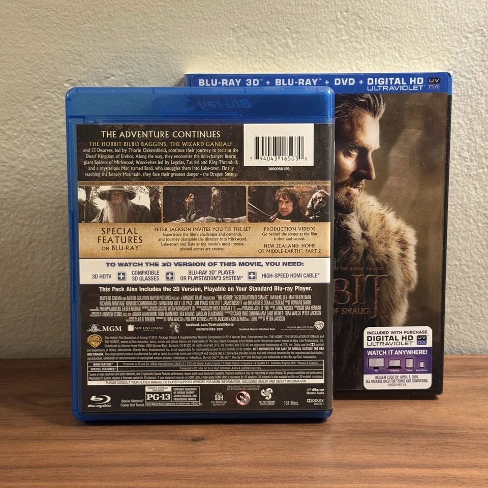 THE HOBBIT The Desolation of Smaug 2014 Blu-ray & 3D Blu-ray 5-Discs Very Good - Image 2 of 4