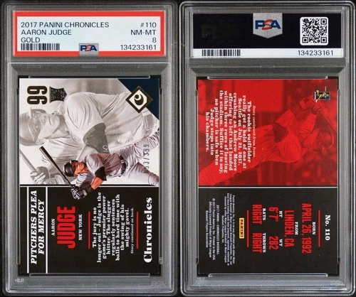 2017 Panini Chronicles - Rookies Aaron Judge #110 Gold /399 (RC) PSA 8