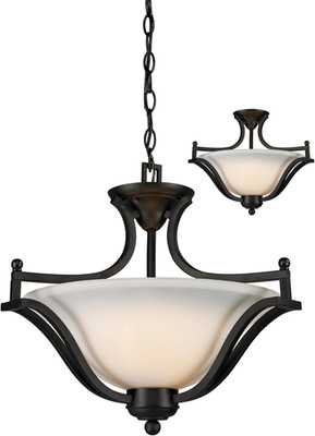 Matte Black Lagoon Two-Light Semi-Flush Mount with Opal Glass Shade