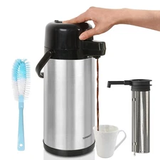 Airpot Coffee Dispenser with Pump,102 OZ/ 3L Large Dispenser with Tea Filter