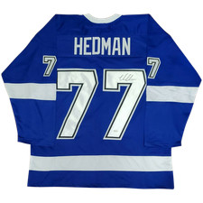 Victor Hedman Autographed Tampa Bay (Blue #77) Custom Jersey - JSA