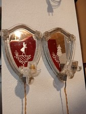Splendida coppia di specchierine Veneziane con lampade Murano anni 50"