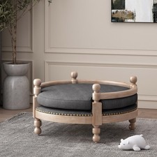 Plush Orthopedic Pet Bed w/ Nailhead Trim for Medium Dogs Cats, 28.75" Sq